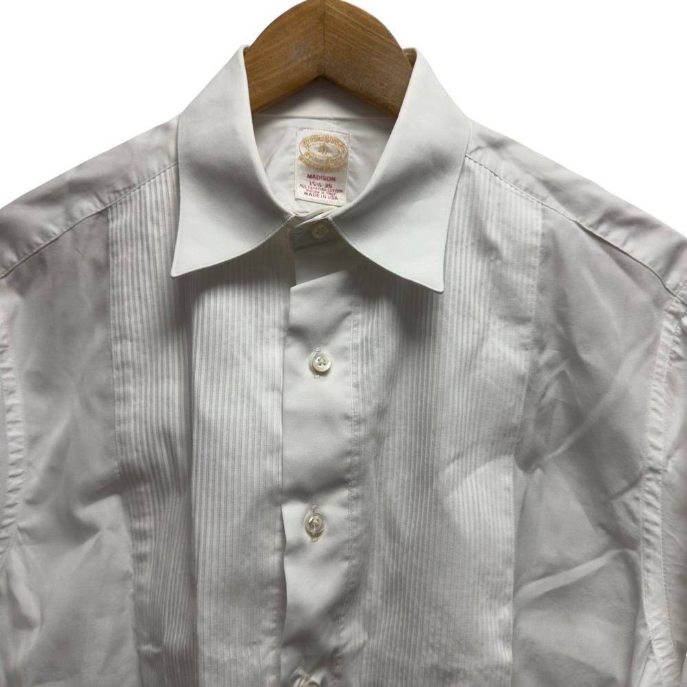 Brooks Brothers Madison 15.5/35 Golden Fleece French Cuff Pleated Tuxedo Shirt